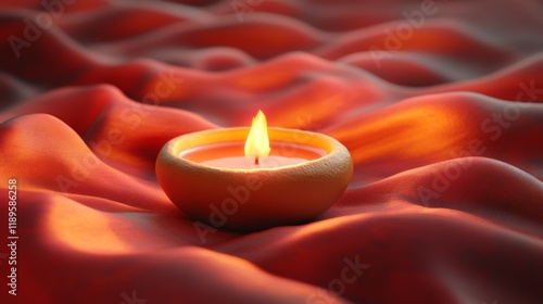 Warm candlelight flickers on soft fabric in a tranquil setting during evening...