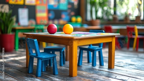 Playful learning environment with educational toys and colorful materials in ...