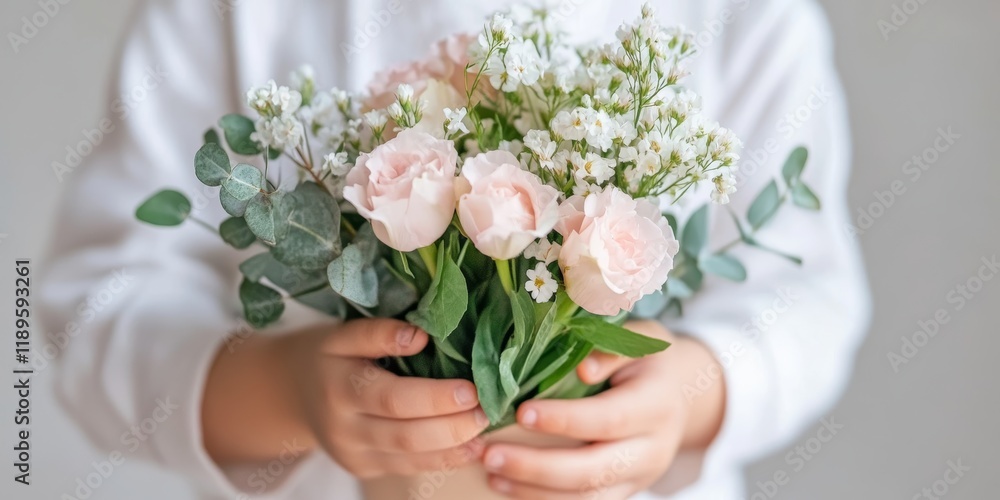 Hands Holding Pink Peony Bouquet for Mother's Day Celebration 2 Hands Holding Pink Peony Bouquet for Mother's Day Celebration 2