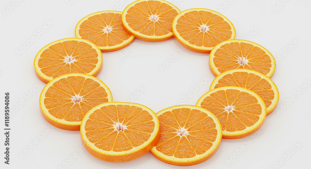 Juicy Orange Slices Arranged in a Circle Fresh Citrus Fruit Healthy Food Concept Juicy Orange Slices Arranged in a Circle Fresh Citrus Fruit Healthy Food Concept
