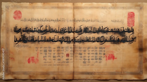 Ancient Arabic Script Document Historical Artifact