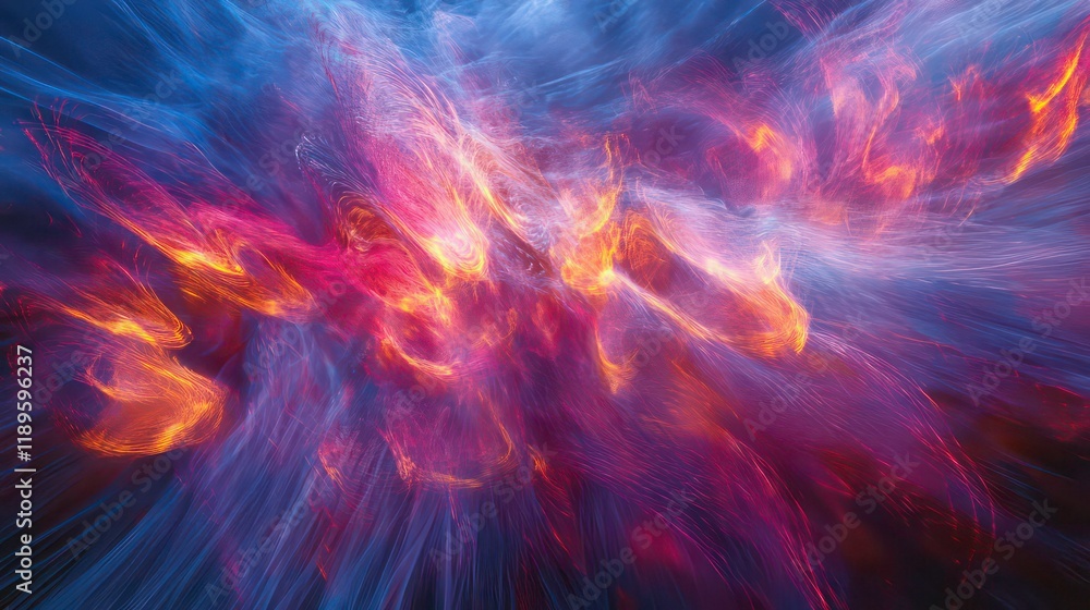 Abstract art with vibrant colors and dynamic swirling patterns, resembling fire and smoke. Abstract art with vibrant colors and dynamic swirling patterns, resembling fire and smoke.