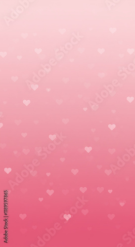 Romantic Pink Gradient Background with Scattered Hearts Valentine s Day Design
