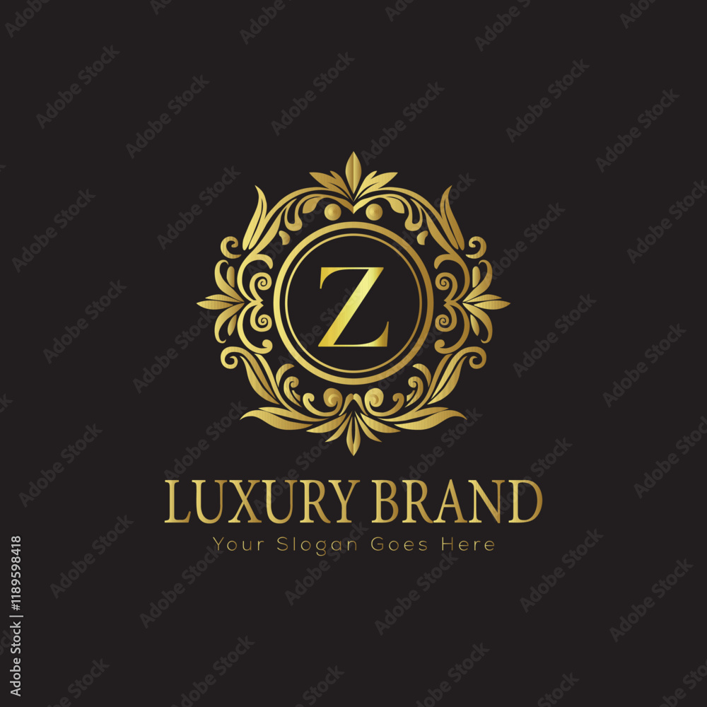 Naklejka premium Luxury Ornate Letter Logo with Floral Frame