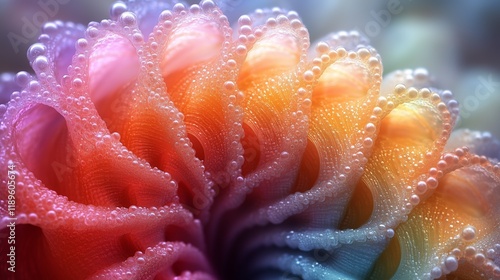 A spiral of rainbow colors with an intricate design