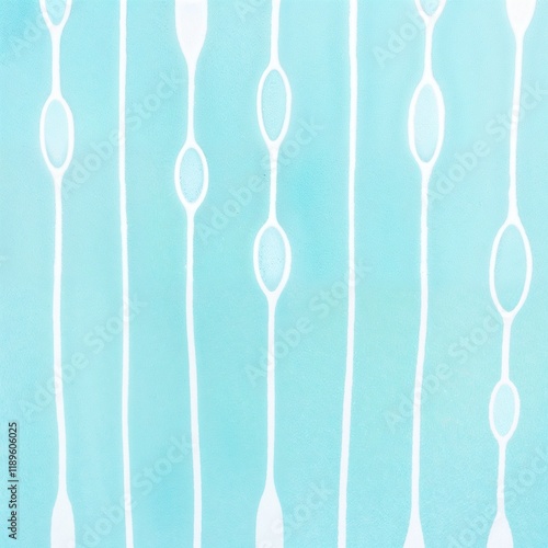  teal and white geometric pattern, minimalist style, vertically aligned elongated rounded shapes resembling arches, thin white outlines, symmetrical design, uniform spacing, wallpapers, textiles, digi photo