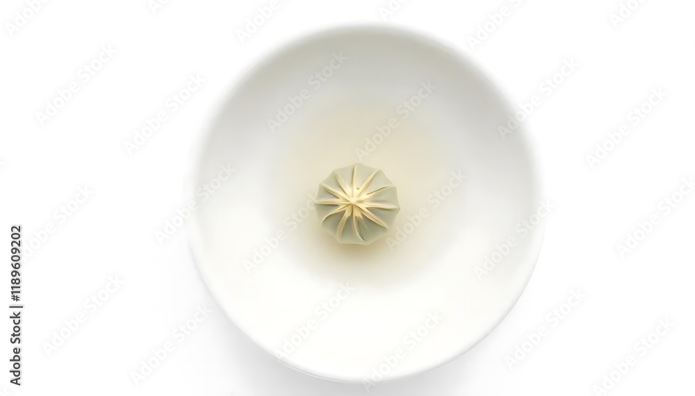 Serene Green Orb: Minimalist Gold-Accented Dessert in White Bowl Serene Green Orb: Minimalist Gold-Accented Dessert in White Bowl