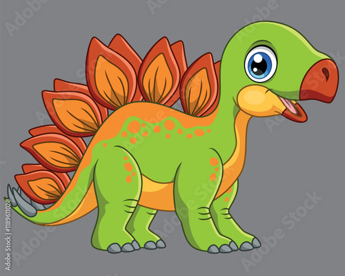 Cartoon cute stegosaurus on white background vector illustration