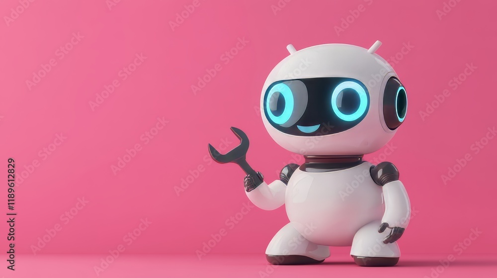 Fototapeta premium pink robot with heart