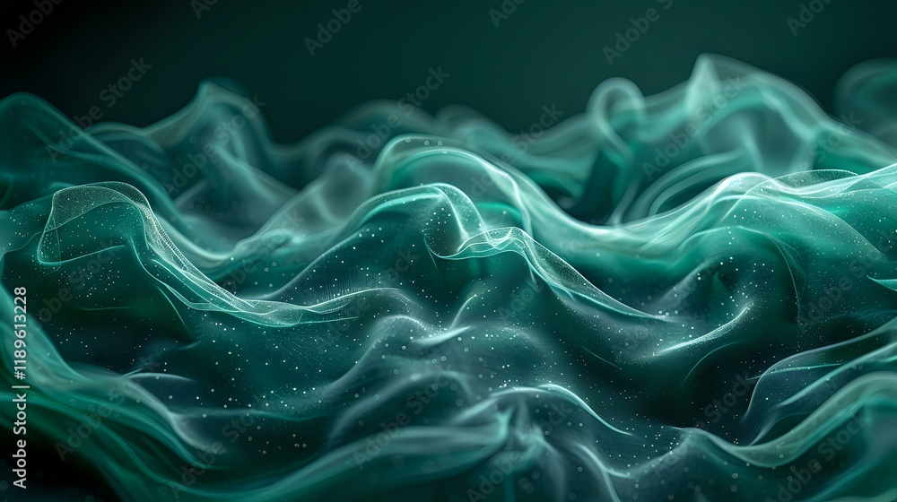 Obraz premium Abstract turquoise smoke waves creating dynamic fluid motion against dark background, perfect for creative design projects and modern artistic compositions in advertising and media.