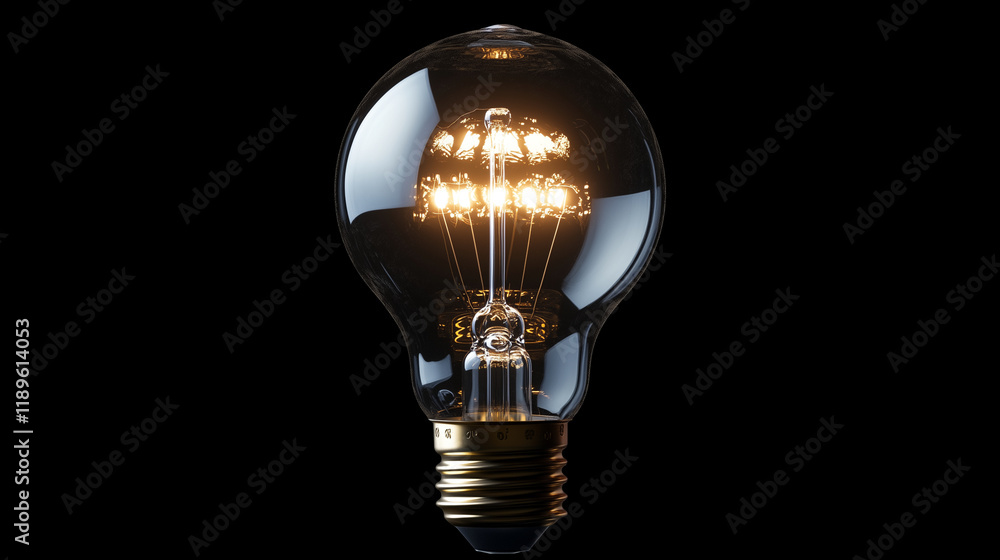 A classic incandescent bulb with delicate filaments, softly illuminated in a moody, dark setting A classic incandescent bulb with delicate filaments, softly illuminated in a moody, dark setting