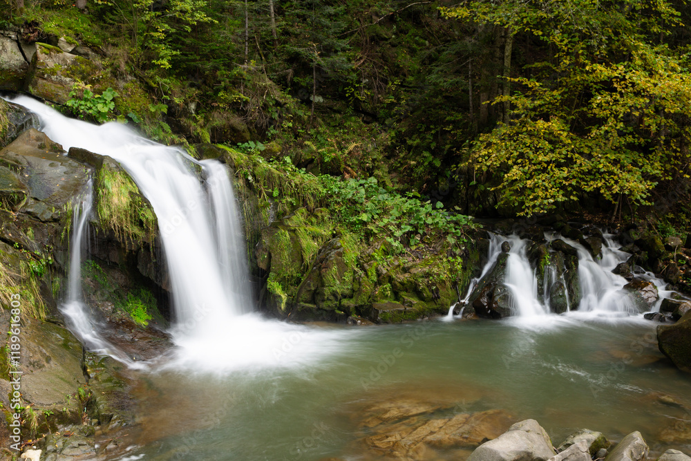 Fototapeta premium A beautiful waterfall shot with a long exposure.