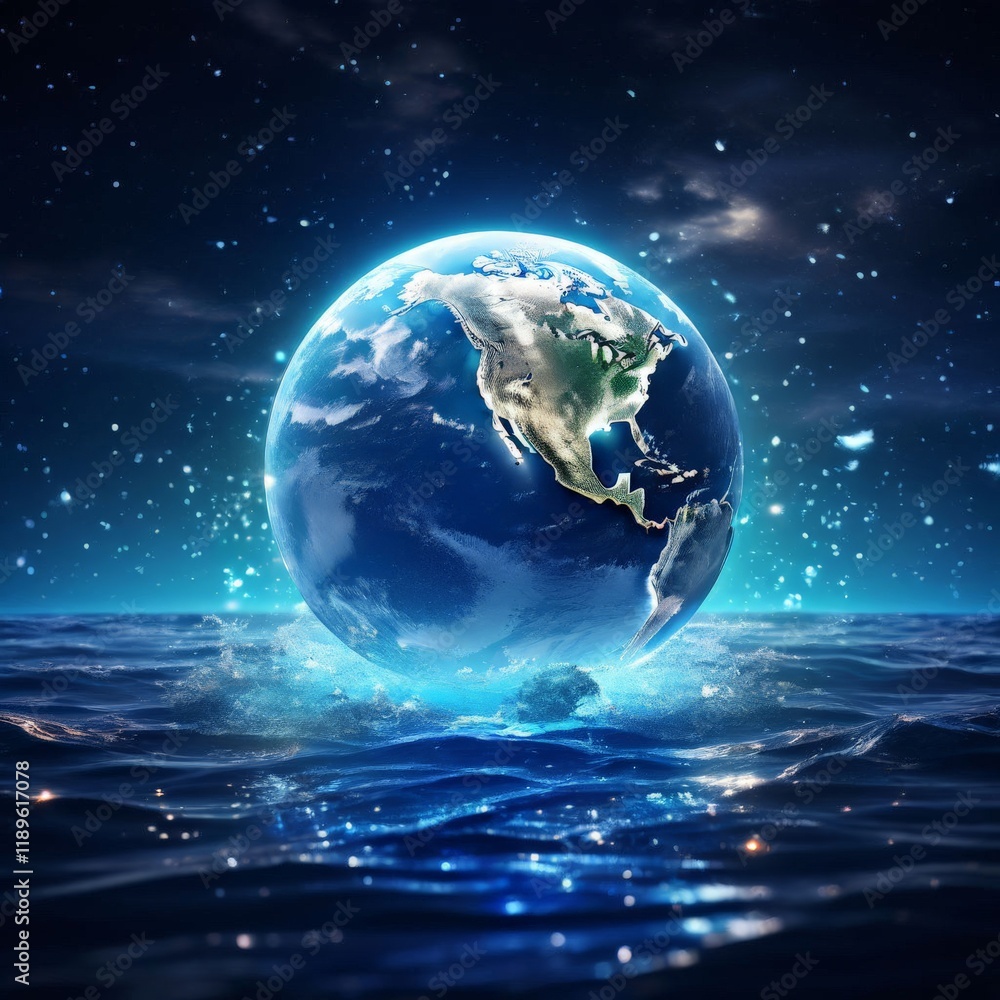 Fototapeta premium earth globe with floating water