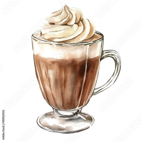 A watercolor clipart of mocha, isolated on a white background. Mocha vector.
