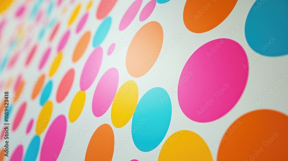 A playful polka dot wallpaper with a mix of bright colors and patterns, adding a whimsical touch A playful polka dot wallpaper with a mix of bright colors and patterns, adding a whimsical touch