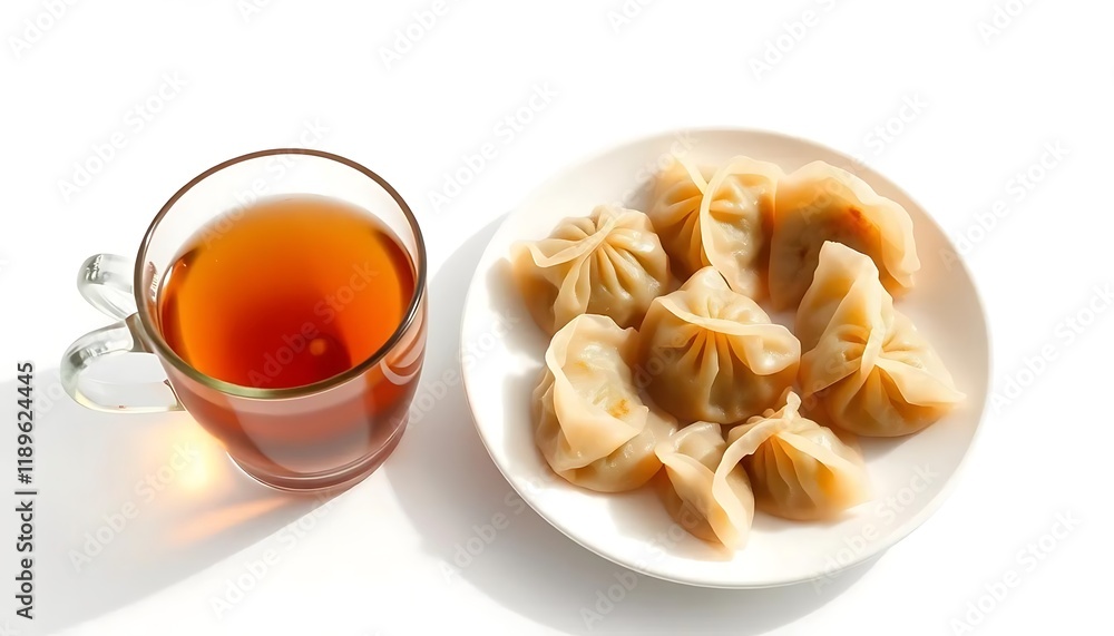 Steamed Dumplings and Tea: A Serene Culinary Still Life Steamed Dumplings and Tea: A Serene Culinary Still Life
