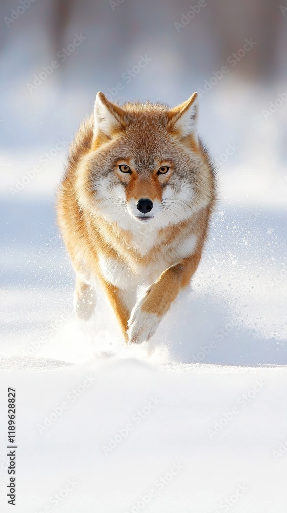 Wolves running playfully in soft sunlight snowy landscape wildlife natural environment close-up view Wolves running playfully in soft sunlight snowy landscape wildlife natural environment close-up view