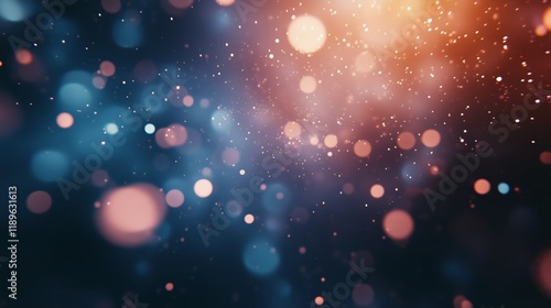 Dark blue and orange bokeh background with soft glowing lights
