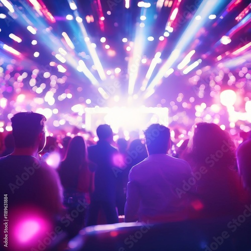 Wallpaper Mural crowd at night with colorful light and music festival Torontodigital.ca