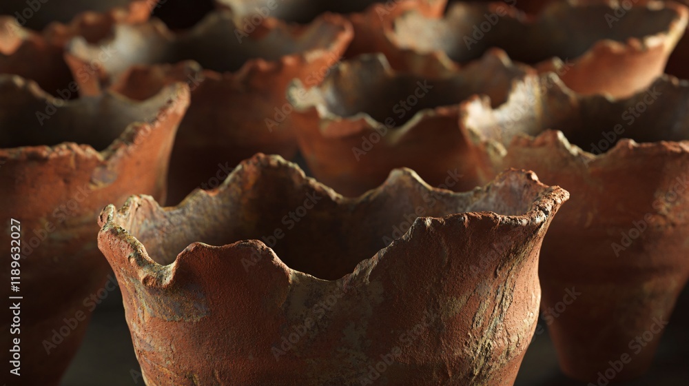 Rustic Brown Clay Pots Collection Closeup