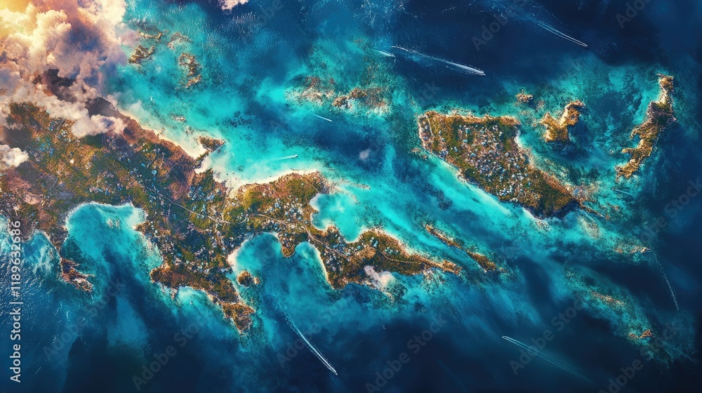 Fototapeta premium An artistic representation of Bermudaa??s map featuring vibrant colors and textures.