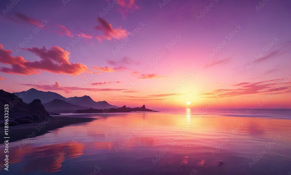 Vibrant hues of orange and pink fade into soft purples and blues as the sun dips below the horizon, orange, landscape, sky Vibrant hues of orange and pink fade into soft purples and blues as the sun dips below the horizon, orange, landscape, sky