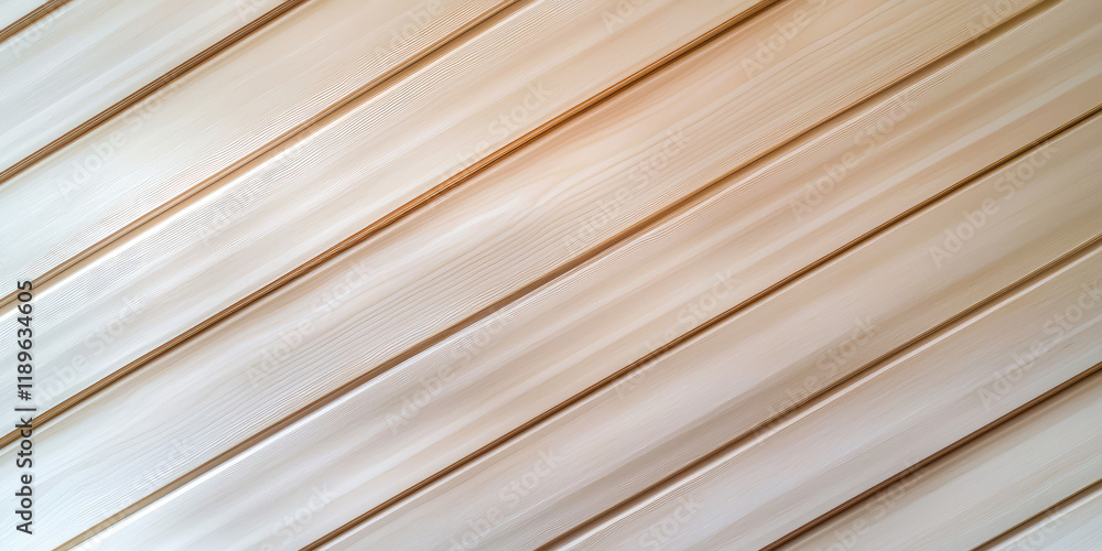 Obraz premium Ceiling decorated with wooden planks. Designer ceiling made of slats. Wooden planks from sustainable sources. Eco-friendly interior design