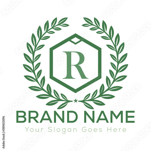 Luxury Laurel Wreath Letter Logo Design with Hexagon Frame for Zesty Branding
