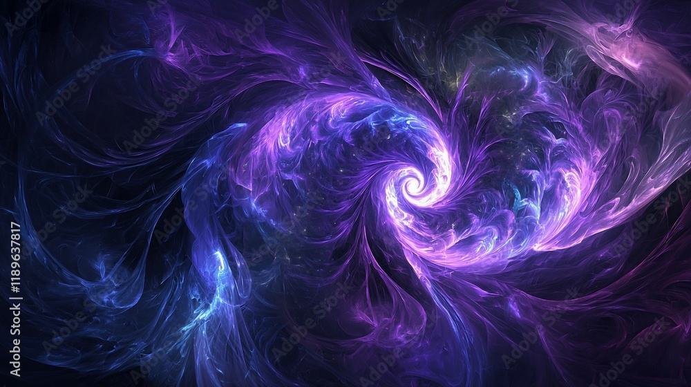 Naklejka premium Abstract swirling purple and blue nebula.