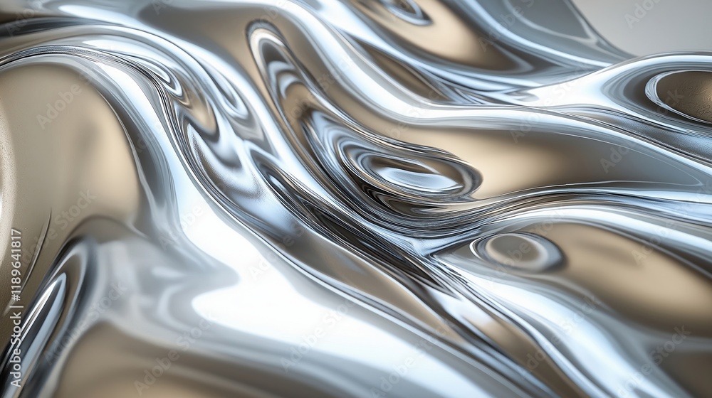 Abstract design displays smooth liquid metal surface. Reflective silver alloy ripples, flows with light. Modern design, industrial feel. Texture resembles brushed steel polished aluminium. Material Abstract design displays smooth liquid metal surface. Reflective silver alloy ripples, flows with light. Modern design, industrial feel. Texture resembles brushed steel polished aluminium. Material