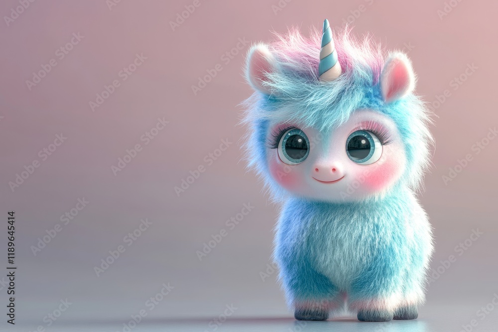 Obraz premium A sweet baby unicorn monster born from AI generative technology