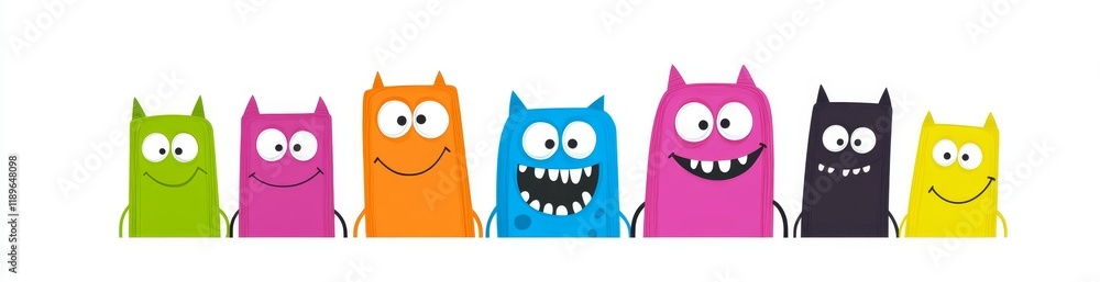 Abstract whimsical Monsters or funny animals. Diverse humorous figures. Cartoonish, childlike style. Cute and charming characters. Vivid, hand-drawn modern illustration. Standalone design elements. Abstract whimsical Monsters or funny animals. Diverse humorous figures. Cartoonish, childlike style. Cute and charming characters. Vivid, hand-drawn modern illustration. Standalone design elements.