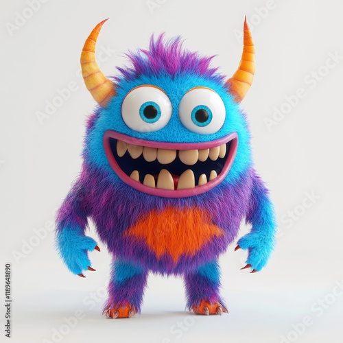 Cute 3D monsters, rendered with colorful accents, great for transparent backgrounds