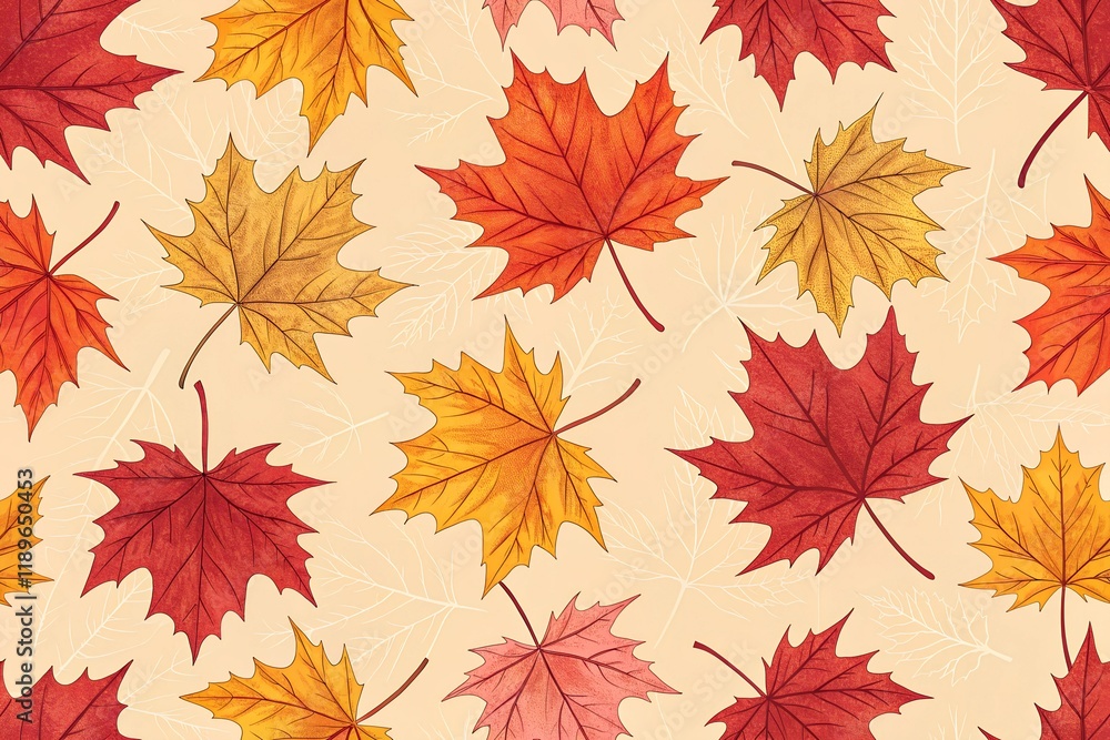 Fototapeta premium autumn leaves seamless pattern
