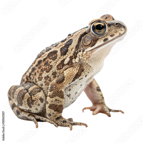 Bild auf Leinwand A frog with a heart shaped face sits on a white background