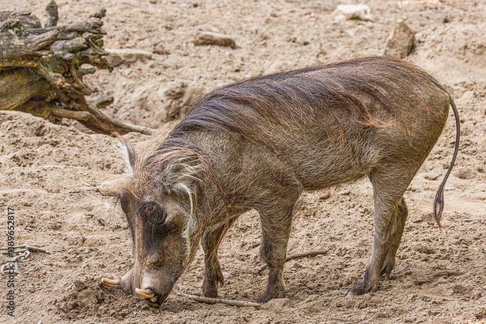 Fototapeta premium common warthog, standing very near by