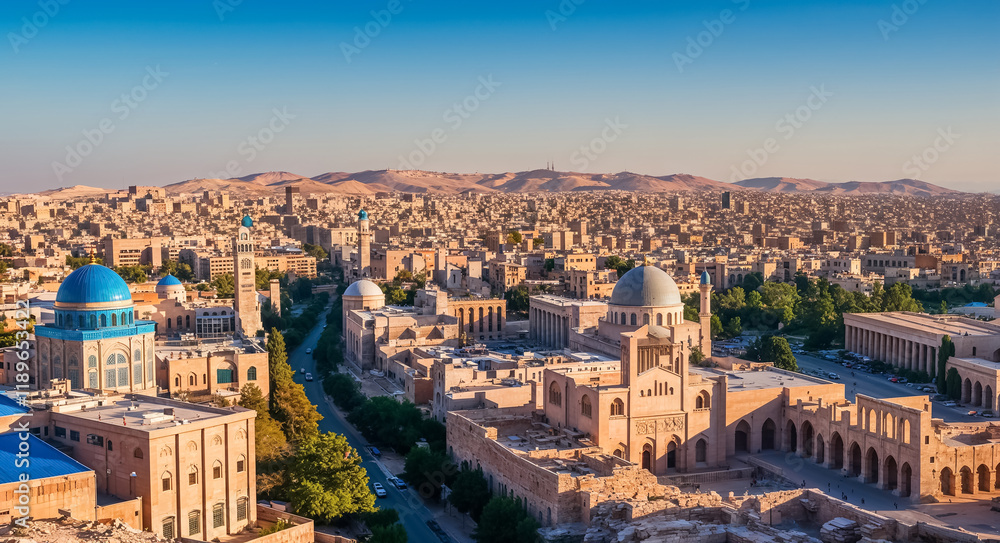 Fototapeta premium panorama of stunning Amman capital of Jordan, sunny day
