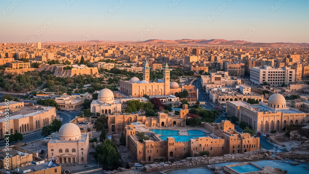 Fototapeta premium panorama of stunning Amman capital of Jordan, sunny day