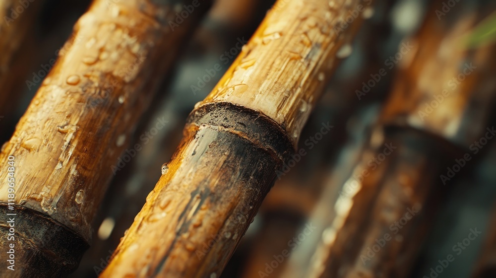 A close-up of freshly harvested sugarcane, arranged artistically for the Pongal festivities, emphasizing its natural texture. A close-up of freshly harvested sugarcane, arranged artistically for the Pongal festivities, emphasizing its natural texture.