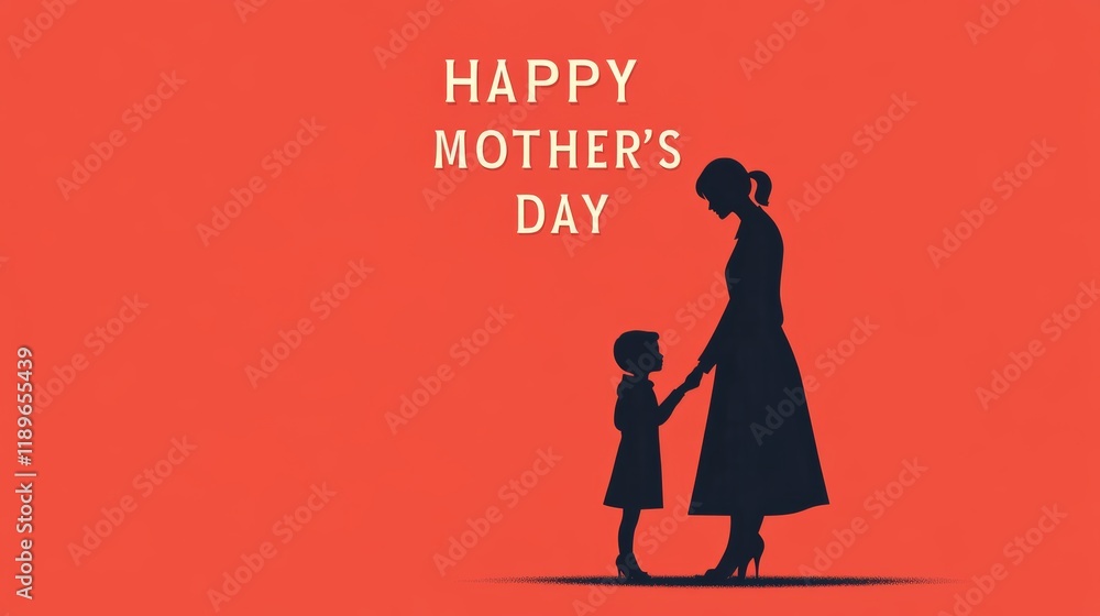Minimalist Mother's Day Greeting with Silhouette of Mother and Child on Orange Background 15 Minimalist Mother's Day Greeting with Silhouette of Mother and Child on Orange Background 15