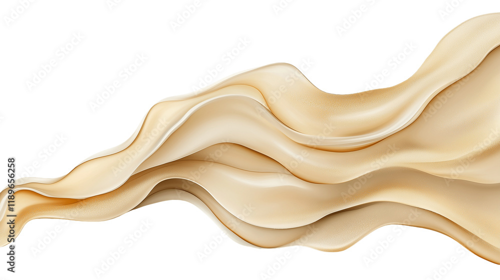 Obraz premium Abstract Fluid Gradient in Neutral Tones, Featuring Soft Beige and Creamy Swirls. Ideal for Creative Backgrounds, Decorative Designs, and Digital Art. Isolated on Transparent Background. Cutout. PNG.