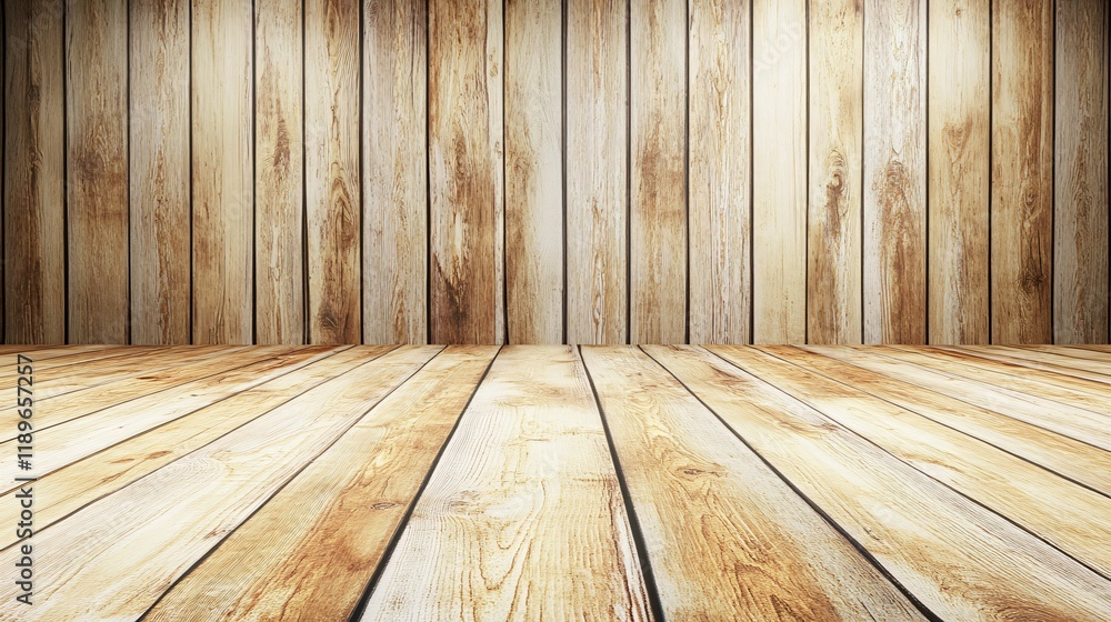 Naklejka premium Rustic Wooden Floor and Wall Background Studio