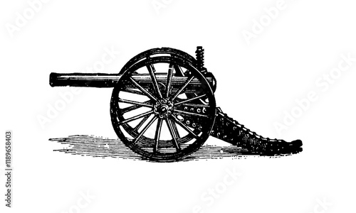 Canon Engraving Style Vector Illustration on White Background 