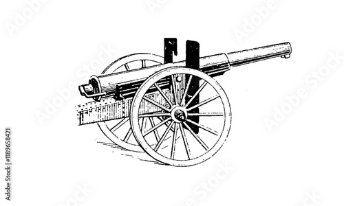Canon Engraving Style Vector Illustration on White Background 