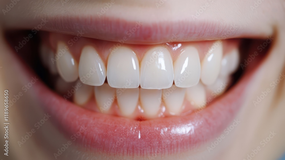 Obraz premium Perfect healthy teeth smile of a young woman. Teeth whitening. Dental clinic patient. Image symbolizes oral care dentistry, stomatology. Dentistry image