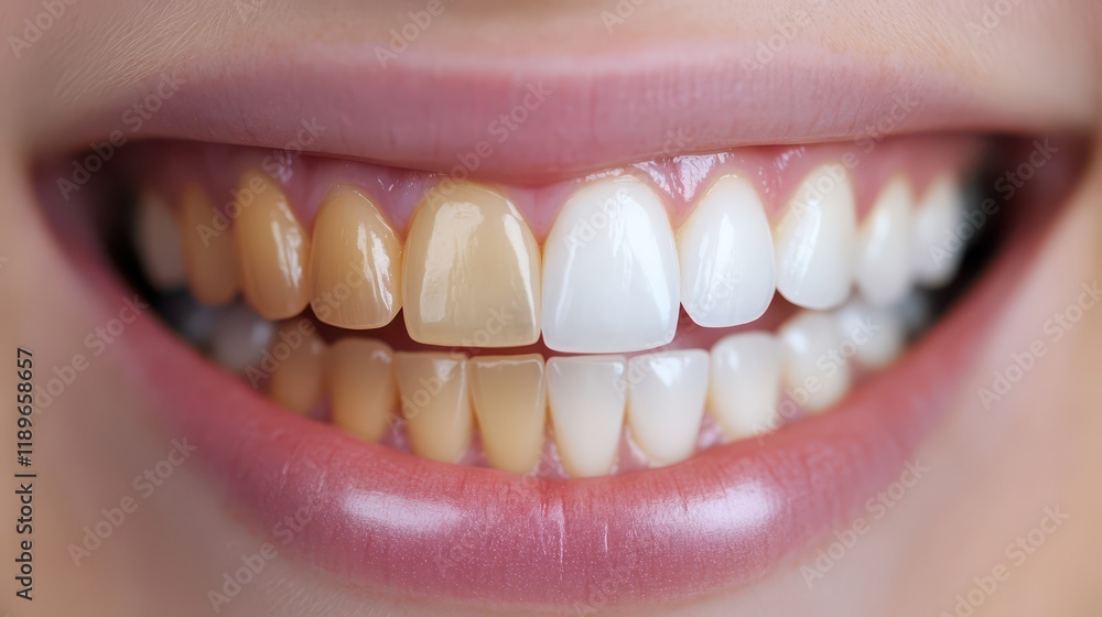 Fototapeta premium Perfect healthy teeth smile of a young woman. Teeth whitening. Dental clinic patient. Image symbolizes oral care dentistry, stomatology. Dentistry image