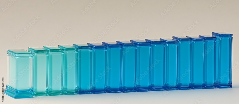 Fototapeta premium Abstract Glass Blocks Gradient Blue Teal Color Chart Data Visualization