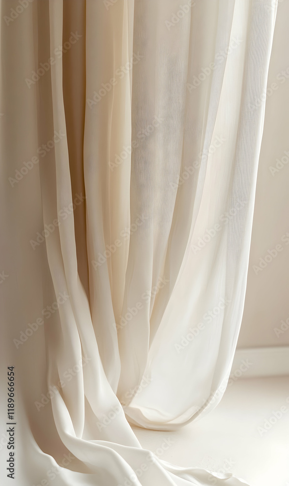 Creamy Draped Curtains: A Study in Light and Texture Creamy Draped Curtains: A Study in Light and Texture