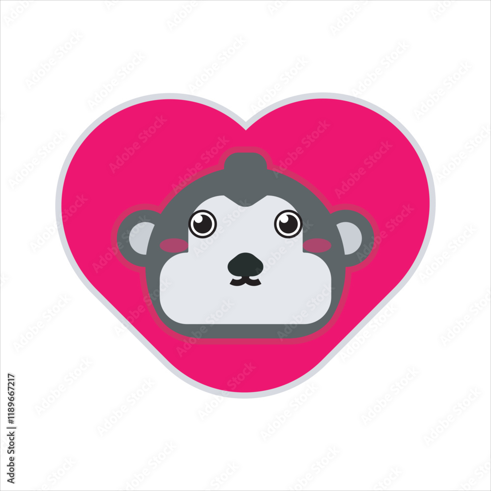 Funny vector illustration of gorilla and love icon. Cute character of wild animal design for sticker, mockup ideas vector illustration. Funny vector illustration of gorilla and love icon. Cute character of wild animal design for sticker, mockup ideas vector illustration.