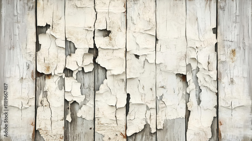 Distressed Wooden Texture with Chipped Paint Remnants, Deep Cracks, and Visible Weathering for Vintage Rustic Background photo